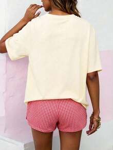 Camiseta Casual de Verano para Mujer DrmWander, Camiseta de Manga Corta con Estampado Gráfico Estilo Urbano Casual, Top de Verano Bonito, Camisetas Gráficas Divertidas, Conjuntos Atrevidos, Camiseta Divertida, Camiseta Graciosa, Camiseta Atrevida, Camiseta Holgada, Conjuntos de Verano para Mujer, Camiseta Fea - Blanco - Ver 7