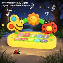 Baby Musical Piano Keyboard Toy With Lights & Sounds, Educational Learning Music Toy For Toddlers, Interactive Early Development Gift To Improve Motor & Cognitive Skills - 彩色 - 查看 6