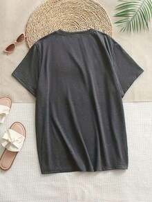 Simple And Fashionable Women's T-Shirt, Suitable For Summer. - 灰色 3 - 查看 2