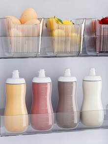 500ml Plastic Squeeze Seasoning Bottle, Leak-Proof Refillable Sauce Dispenser Bottle, Suitable For Ketchup, Sesame Sauce, Salad Dressing And Kitchen Use - Multicolor - View 6