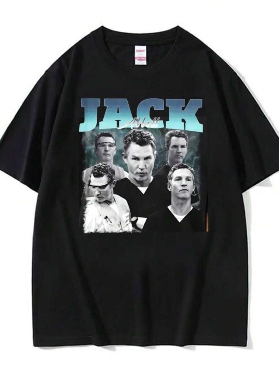 Women's Blouses Dr Jack Abbotts Vintage Unisex Graphic T-Shirts Men Women Summer Fashion Style Classic T Shirt 100 Cotton O-Neck Loose Tee Shirt - 黑色 - 查看 1