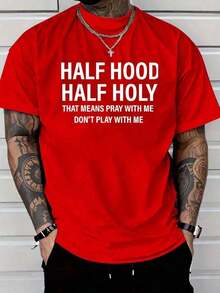 You Play With Me And Pray Together.Printed T-Shirt, 1 Piece,% Cotton, Casual Men's T-Shirt In Season, T-Shirt With Round Neck And Cotton Short Sleeve, Christmas Gift.2025 - 紅色 - 查看 17
