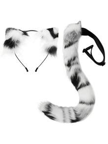 2pcs/Set Plush Cat Costume, Multi-Color Options, Cat Headband Prop, Suitable For Party, Stage, Halloween - Set - View 5