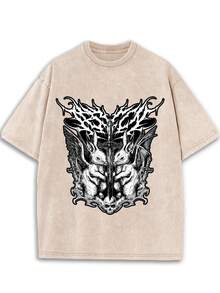 New 2026 Model, 100% Washed Cotton, Urban Casual Style, Suitable For Parties Or Festivals, Soft And Breathable Fabric, Modern Print Design, Unisex, Lightweight And Comfortable To Wear, Vintage Fashion Design. - 黑色 - 查看 7