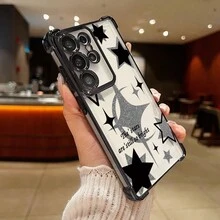 1個新款極簡星形電鍍氣囊防摔/加厚透明TPU保護殼，相容於Apple 17 Pro Max/16 Pro Max/16 Pro/16/13 Pro Max/12 Pro Max 11, 15 Pro Max, 14 Pro Max/Galaxy, SAM/相容於Honor/Note 13 Pro/S23 Ultra/S24 Ultra/S25/A56 保護套 - 黑色 - 查看 3