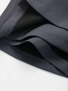 Falda pantalón de cintura con cremallera de unicolor para mujer, de verano - Gris Oscuro - Ver 4