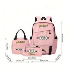 Miniso Bộ 3 món Minions màu hồng gồm balo, túi đựng laptop, túi giữ nhiệt và hộp bút, thích hợp cho văn phòng, học tập và du lịch. - Hồng - Xem 5