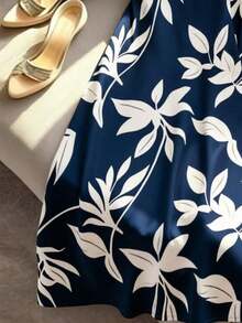 Vestido ajustado sin mangas con estampado floral color albaricoque, elegante - Albaricoque - Ver 9