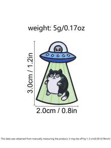 UFO猫咪珐琅胸针，独特收藏饰品，UFO和猫咪爱好者的完美礼物，经久耐用的珐琅工艺 - 彩色 - 查看 3