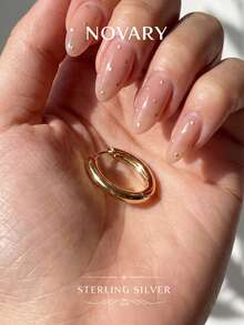 1 chiếc khuyên tai kẹp phẳng tối giản bằng bạc Sterling 925, thích hợp để đeo hàng ngày, trong các dịp cưới hỏi, tiệc tùng, lễ đính hôn, kỷ niệm, ngày Valentine và các dịp khác. - Vàng - Xem 2