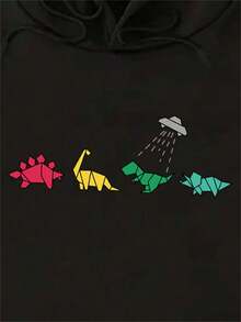 Sudadera con estampado de dinosaurio con forro térmico - Negro - Ver 10