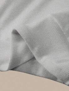 Pantalón de chándal de pierna ancha y cintura baja de unicolor de punto para mujer - Gris - Ver 9