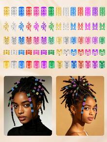 220er Set goldene Haaraccessoires, Cecillia Perücke, Flechtschmuck, Haardekorationen für Frauen, Metall-Haarringe & Clips, Boho-Stil Haar-Flechtdekorationen, Haarklammern, Clips für Haare - Verschiedenfarbig - Übersicht 3