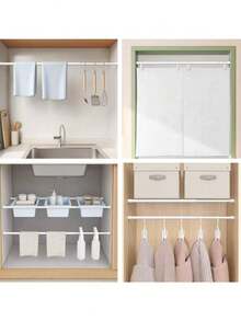 1 Set Cable de Acero Blanco para Cortinas, Cuerda de Cortina Recubierta de Plástico con Anillos de Ojo de Tornillo y Ganchos, Adecuado para Cortinas, Cortinas de Ducha, Barras de Cortina, Decoración del Hogar, Decoración de Ventanas - Multicolor - Ver 3