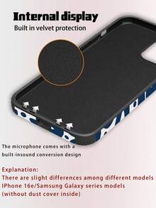 1pc Abstract Geometric Swirl Pattern Faux Leather Shockproof Protective Phone Case With Rotating Sound Design, Compatible With Apple/ Galaxy S24 Ultra, 17 Pro Max/16 Pro Max/12 Pro/13/14 Plus/15 Pro Max/16 Pro Max/11/13 Pro, Soft Phone Cover, Gift - Navy Blue - View 10
