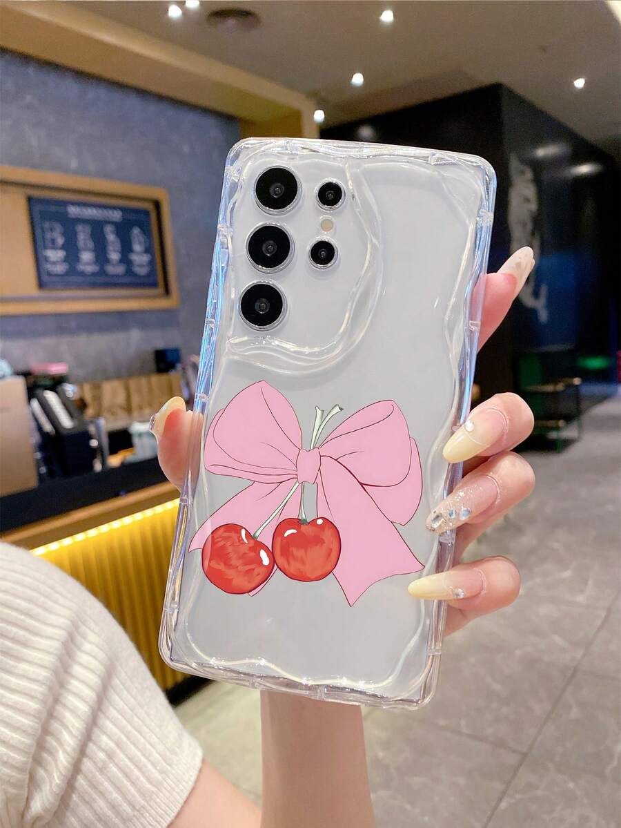 1件装时尚TPU材质粉色蝴蝶结樱桃元素图案透明奶油水波纹加厚防摔精准开孔镜头保护手机壳,适用于防摔防震镜头全面保护,时尚高端,男女皆宜,是时尚爱好者的理想之选,简约时尚的手机壳兼容 17/17 Pro/17 Pro Max/17 Air/16/11/16 Pro/16 Plus/16 Pro Max/16 e/15 Pro Max/13/14/12/11/7G/8P、Galaxy S26/S25/S25 Plus/S25 Ultra/A05/A05 S/A06/A07/A16/A17/A23/A32 - 無色 - 查看 1