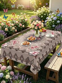 1/2pcs Tablecloth, Vintage Floral Pattern Polyester Tablecloth Suitable For Kitchen, Dining Room, Coffee Table, Dining Table, Picnic, Camping, Countryside Decor. Square And Round Shapes Available, Protect Tabletop, Decorate For Holidays, Multi-Scenario Use - Multicolor - View 6
