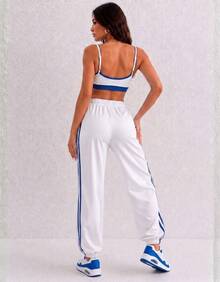 Women's Jogger Pants Brazil Elastic Waist And Adjustable Hem Lightweight Fabric Streetwear - trắng - Xem 4