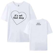 Camiseta IT'S NOT THAT DEEP ALBUM TEE DEMI LOVATO con estampado gráfico, de algodón, manga corta, moda femenina, camisetas de estilo urbano, tops estampados. - Blanco - Ver 5