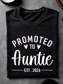 Camiseta Suave "Promovida a Tía Est 2026", Camiseta Linda de Tía, Camiseta de Futura Tía, Regalo para Nueva Tía, Atuendo para Revelación del Anuncio de Tía, Ropa de Futura Tía, Patrón GH-501 - Negro - Ver 1