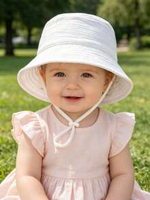 1pc Bohemian Floral Pattern Kids Bucket Hat, With Adjustable Chin Strap, Breathable Sun Protection, Suitable For Toddlers - 1PC - View 4