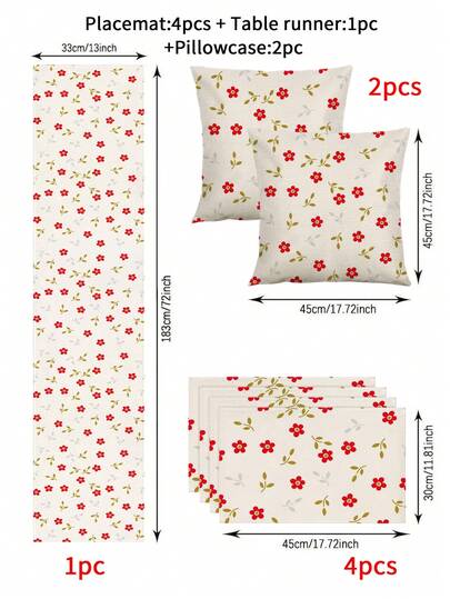 1/4/5/6/7 piezas Estilo rústico crema, Cubierta de polvo de microondas con estampado floral minimalista, Cubierta protectora, Adecuada para decorar mesas de comedor interiores y exteriores para fiestas, Juego de decoración del hogar, Juego de decoración de la sala de estar, Juego de decoración del dormitorio, Juego de decoración del comedor, Material similar al lino, Múltiples tamaños disponibles, Decoración de mesa de comedor, Bufanda de chimenea, Manteles individuales, Almohadillas aislantes del calor, Decoración del hogar