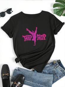 Camiseta de cuello redondo con cita inspiradora y diseño moderno, estampado de letras brillantes, imprescindible para primavera y otoño, estilo vintage urbano, unisex, de algodón, manga cort - Negro - Ver 2