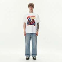 Boy Camiseta De Manga Corta Con Estampado De Juego JuráSico Para Hombres Y Mujeres, Parejas, AlgodóN Puro De Alto Gramaje, Corte Holgado, Camiseta De Marca A La Moda - Blanco - Ver 2