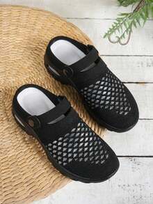 Air Cushion 2026 Slippers For Women Breathable Running Hole Shoes Sandals For Women Single Style Outdoor Wear Closed Toe Thick Bottom Wedge Heel Shoes - 黑色升級款 - 查看 5