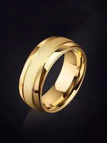 1pc Stainless Steel Couple Rings, Electroplated Non-Fading, Minimalist Matte Finish Design, Fashionable & Elegant For Daily Wear And Special Occasions - Ring - View 10