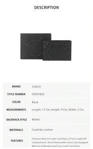 Ví nam Coach với họa tiết logo đặc trưng cổ điển CR957BLK - Màu đen CR957BLK - Xem 8