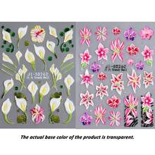 5D Spring Summer Pink Floral Nail Art Stickers, Calla Lily,Leopard Pattern,Self-Adhesive Nail Decals For And Women, Perfect For Manicure Decoration - 彩色 - 查看 12