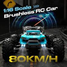 Brushless Off Road RC Car, 80KM/H High Speed Drift Vehicle, Supports Multiple Cars Racing Together, Drifting, Racing, Climbing, LED Lighting Modes, Not A Toy, For Professional Players, Collectors Or Competitive Sports Use Solely - Blue - View 1