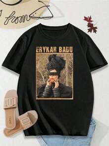Camisetas Erykah u Inspired Lovers, Camiseta con Gafas Planas para Mujer, Camisetas para Parejas, Camiseta de Algodón - Negro - Ver 9
