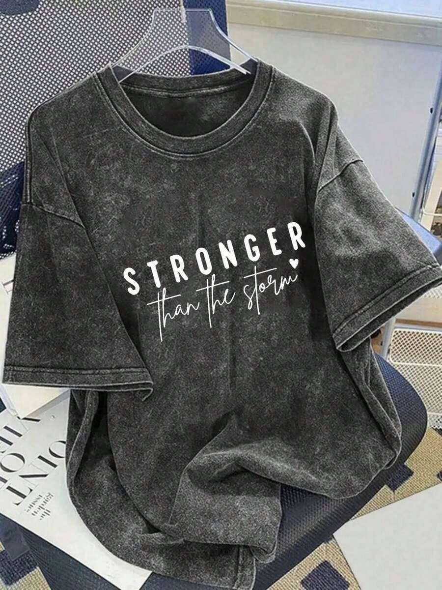 Camiseta Retro de Moda para Hombre, Camiseta Lavada de 180g de Peso Pesado, 100% Algodón Puro, Estampado Creativo, Estilo Urbano Americano, Camiseta Holgada de Manga Corta con Cuello Redondo para Hombre, Regalo para Pascua y San Valentín - Negro - Ver 1