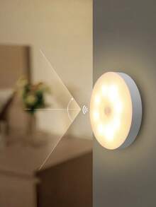 8-LED Intelligent Sensor Night Light, USB Rechargeable Motion Sensor Lamp With 120° Wide Detection Range, Dimmable Magnetic Stair Light For Bedroom, Closet, Hallway, Apartment, Balcony, Dorm, Reading (Warm White/White), Emergency Light In Power Outage (Refer To 2nd Main Image For Sensor Mode Settings) - Multicolor - View 3