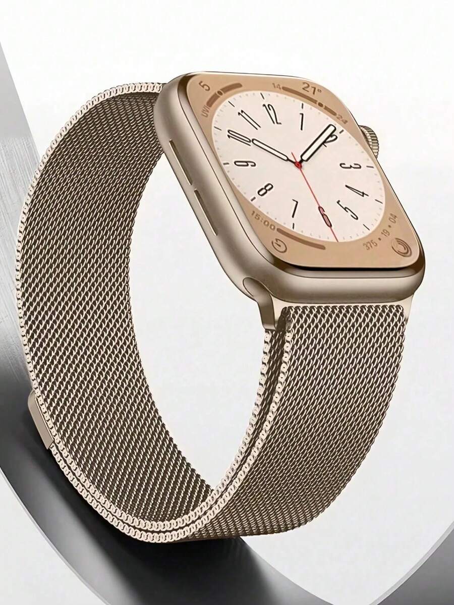 1件不鏽鋼磁吸金屬錶帶，適用於 Apple 智慧手錶 40mm 41mm 38mm 42mm 44mm 45mm 46mm 49mm，時尚可調節米蘭式錶帶，相容 I-Watch Series Ultra/11/10/9/8/7/6/5/4/3/2/1