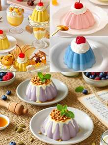 Silicone Pudding Mold, 6-Cavity Nonstick Jello Dessert Making Tray, Custard Mold For Mousse Cake, Candy Mold White .Perfect For Ice Cream, Chocolate & Desserts, Easy Clean & Release - White - View 9