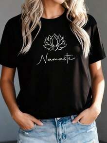 1 pieza de camiseta para mujer con estampado de rana verde turquesa - Camiseta casual de manga corta y cuello redondo con el eslogan "Soy una persona" en español y diseño de rana, ajuste medio elástico, 180g, 100% algodón. - Negro 3 - Ver 3