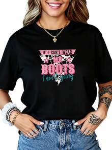 Camiseta negra de manga corta para mujer con estampado, para uso diario casual, imprescindible para el verano - Camiseta unisex de algodón holgada de manga corta y cuello redondo estilo vintage urbano. - Negro - Ver 7