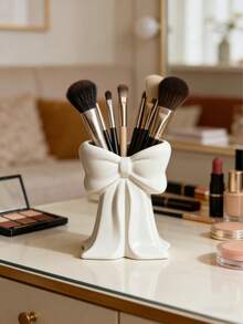 1pc Cute Bow-Shaped Pen Holder - A Desktop Makeup Brush And Office Supply Organizer With Elegant Makeup Brush Storage Design, Ideal Creative Decor For Girls, Students And Young Women - Multicolor - View 4