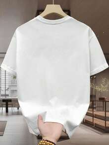 Camiseta de manga corta para mujer, ideal para uso diario, salidas casuales y looks frescos, con estampado de jeans y lazo de perlas, cuello redondo, estilo casual y elegante, para primavera y verano. Envío nacional a todo México. - Blanco - Ver 2