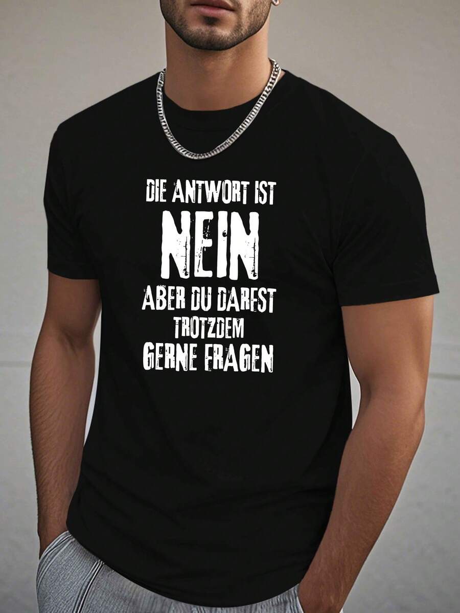 Camiseta divertida de talla grande para hombres con arrugas alemanas - Negro - Ver 1