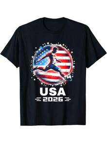 Camiseta del Equipo de Fútbol Masculino de EE. UU. 2026 - Diseño de Estilo Jersey de Alta Calidad con Licencia Oficial y Estampado de Jugadores en Acción con el Logo de EE. UU. - Ropa Casual para Fanáticos 2026 (Blanca) Camiseta Deportiva de Manga Corta para Hombre Camiseta Deportiva con Números para Hombre Camiseta Estilo Jersey para Hombre - Negro - Ver 1