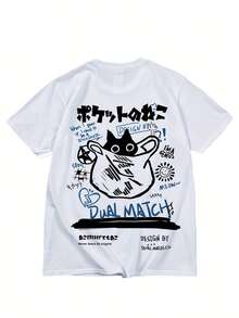 Unisex Vintage T-Shirt With Cat Print On The Pocket - Kitten Design On The Pocket And Chest, Short Sleeve And Round Neck, Casual Summer Top, Retro T-Shirt For Cat Lovers (Machine Washable) VQ2U - 白色 - 查看 11