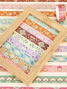 12pcs Flower Blossom Washi Tapes Set, Retro Golden Foil Decoration Stickers Floral Pattern Masking Tape, Adhesive Deco Stickers For Diary Album, Scrap Book Supplies - Flower Pattern - View 5