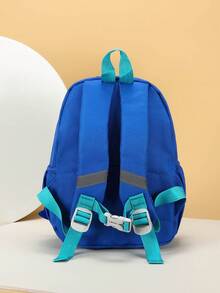 1 pieza Mochila con patrón de dibujos animados, posición de impresión aleatoria - Azul - Ver 5