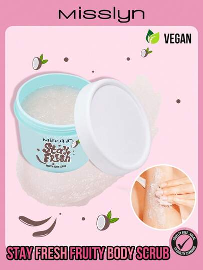  Sữa tắm tẩy tế bào chết MISSLYN Stay Fresh Fruity Body Scrub, Tẩy tế bào chết toàn thân hương trái cây, Tẩy tế bào chết nhẹ nhàng, Hương thơm ngọt ngào, Dưỡng ẩm và làm mịn da, Tẩy tế bào chết dịu nhẹ, Hương trái cây, Mềm mại, Cấp ẩm, Rạng rỡ, Đánh bóng nhẹ nhàng, Tinh chất trái cây tự nhiên, Dưỡng ẩm, Gel tắm, Sữa tắm