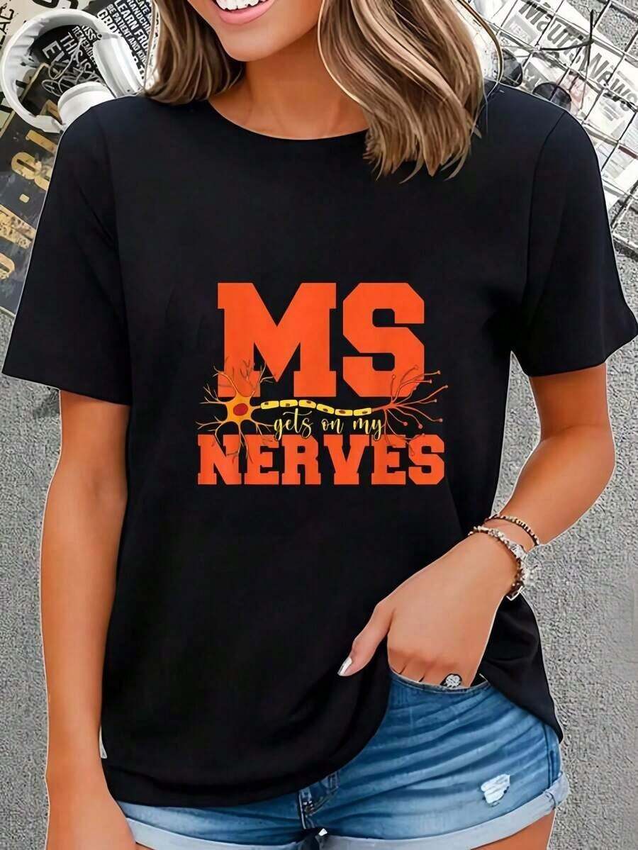 Ropa para la Esclerosis Múltiple, Camiseta de Esclerosis Múltiple (ES), Camiseta de Cuello Redondo y Manga Corta, Camiseta Gráfica para Hombre y Mujer, Camiseta Casual de Uso Diario con Estampado de Cuello Redondo, Son Excelentes Regalos para Amigos y Familiares, Camisetas 100% Algodón, Diseño Juvenil y Moderno. - Negro - Ver 1