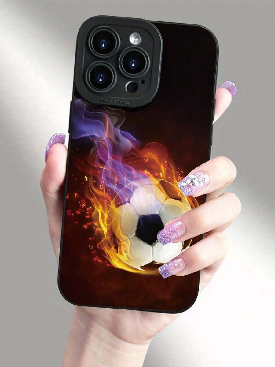 Fußball-Muster schwarze modische kreative stoßfeste Handyhülle kompatibel mit iPhone 17/17 Pro/17 Pro Max/16/11/16 Pro/16 Plus/16 Pro Max/16E/15 Pro Max/13/14/12/XS/XR/7G/8P, Galaxy S26/S26 Plus/S26 Ultra, S25/S25 Plus/S25 Ultra, A16/A36/A26/A56/A50/A12/A32/A52/A72/A51/A21S/A13/A14, S24/S24 Plus/S24 Ultra, S20/S23/S22, A53/S20 FE/S21, Schutzhülle - Verschiedenfarbig - Übersicht 1